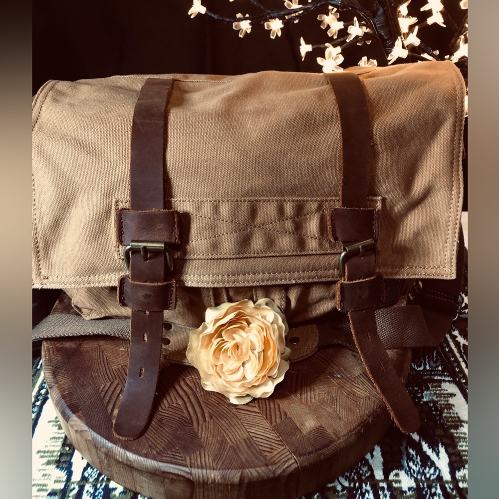Brown Canvas S.C. Cotton Leather Men's Bag